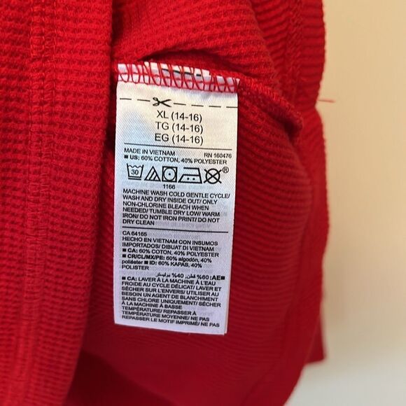 Old Navy red youth boys XL (14-16) waffle weave long sleeve shirt. - Picture 4 of 5